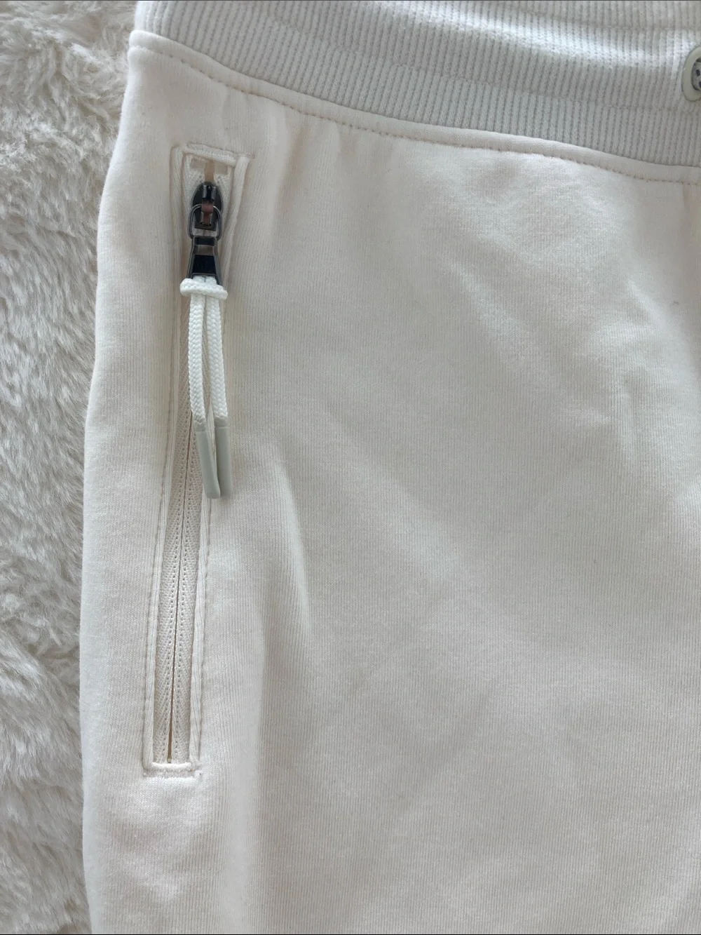 SALE! Old Navy Girls Cream Drawstring Jogger Sweatpants w/ Zip Pockets L 10-12